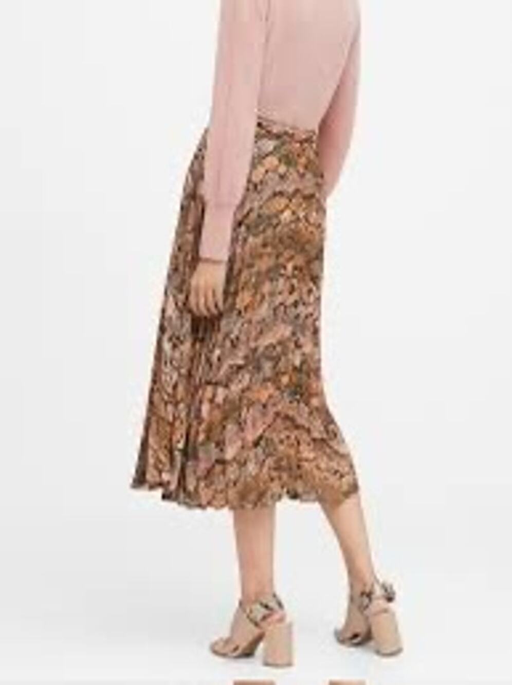 Banana Republic Snake Print Pleated Midi Skirt Women's Size 10